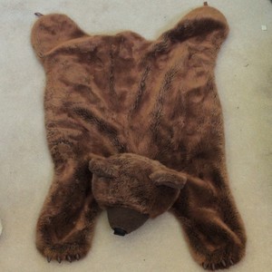 Brown Bear Animal Skin Faux Fur Rug 42 x 36 in Soft Plush Cut Pile
