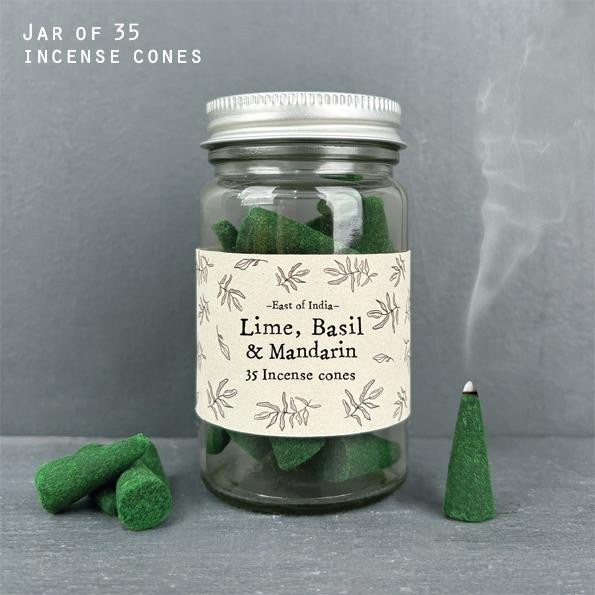 Jar Incense Cones Backflow Home Meditation Aromatherapy Lime Basil Mandarin
