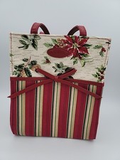 Longaberger Holiday Poinsettia Tote Bag Christmas Winter Red 9" x8" New