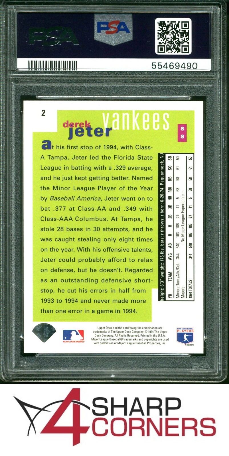 1995 COLLECTOR'S CHOICE SE #2 DEREK JETER HOF ROOKIE CLASS PSA 10 view 2