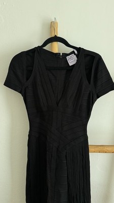 Herve Leger Black Fringe Maxi Dress Short Sleeve V-Neck Size S | eBay Herve Leger Black Fringe Maxi Dress Short Sleeve V-Neck Size S | eBay