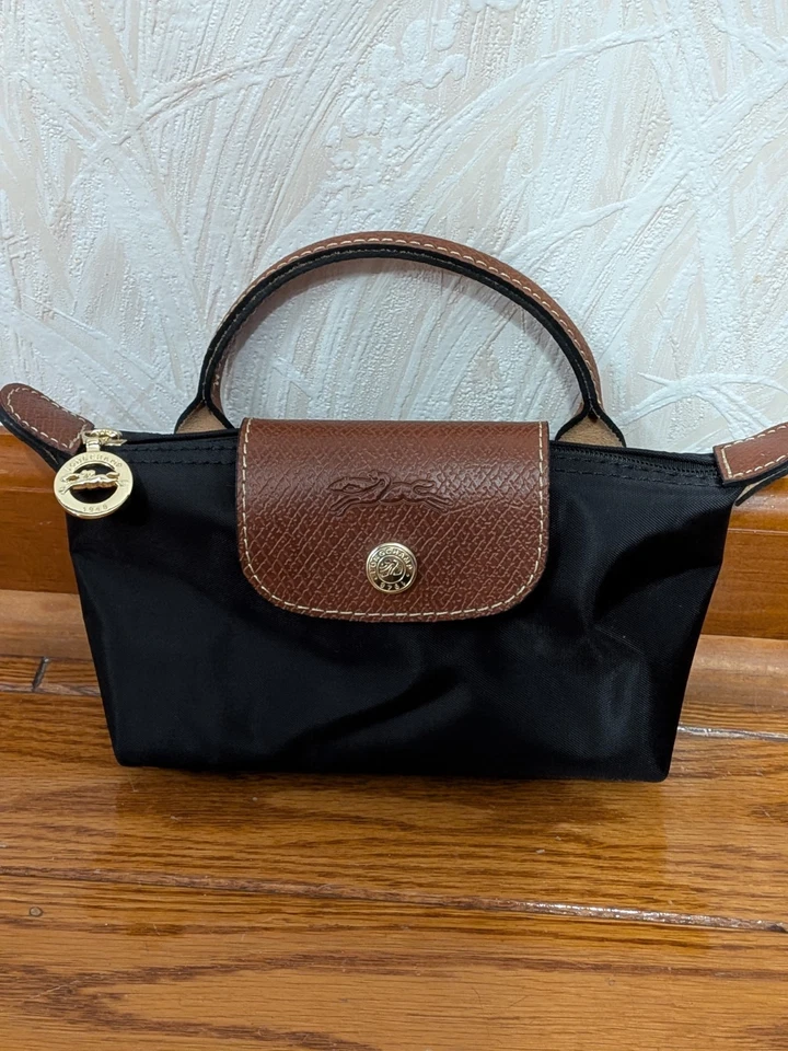 New Wo Tags LE PLIAGE ORIGINAL POUCH WITH HANDLE Black Xs Bag QuietLuxury Preppy - Image 2 of 4