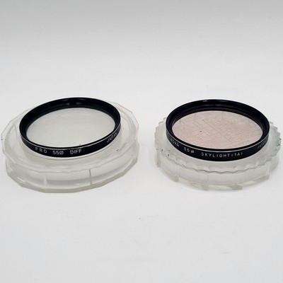 HOYA and PRO 55mm Lot of 2 Lens Filters with Original Cases Skylight 1a Diffuser