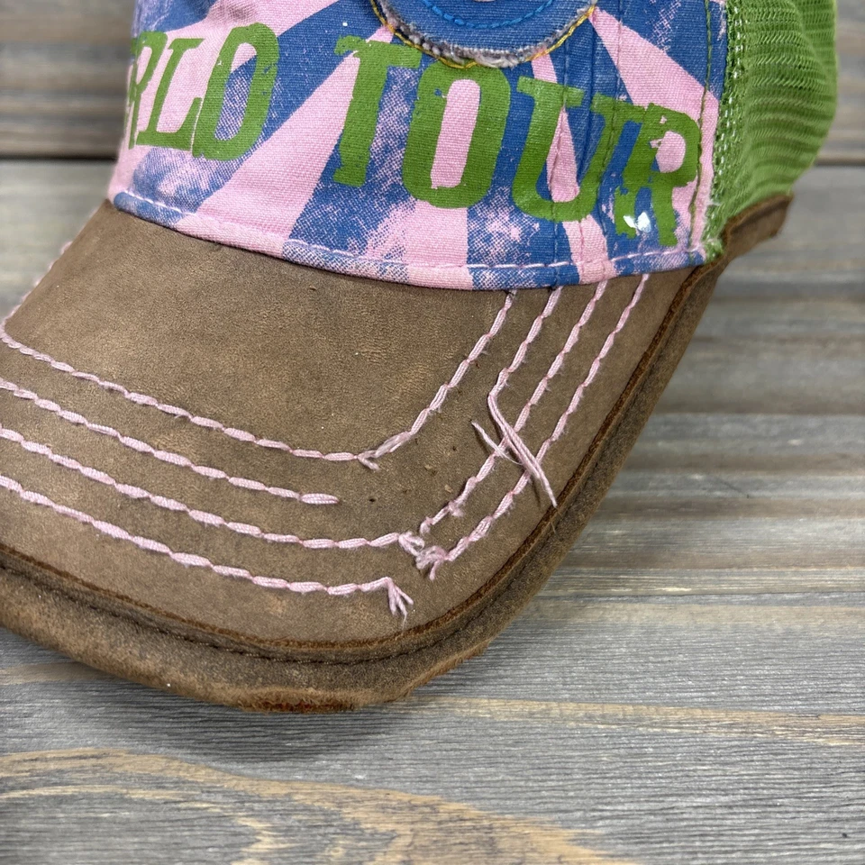 Винтажная состаренная бейсбольная кепка True Religion логотип World Tour Horseshoe сетка Y2K - Изображение 2 из 4