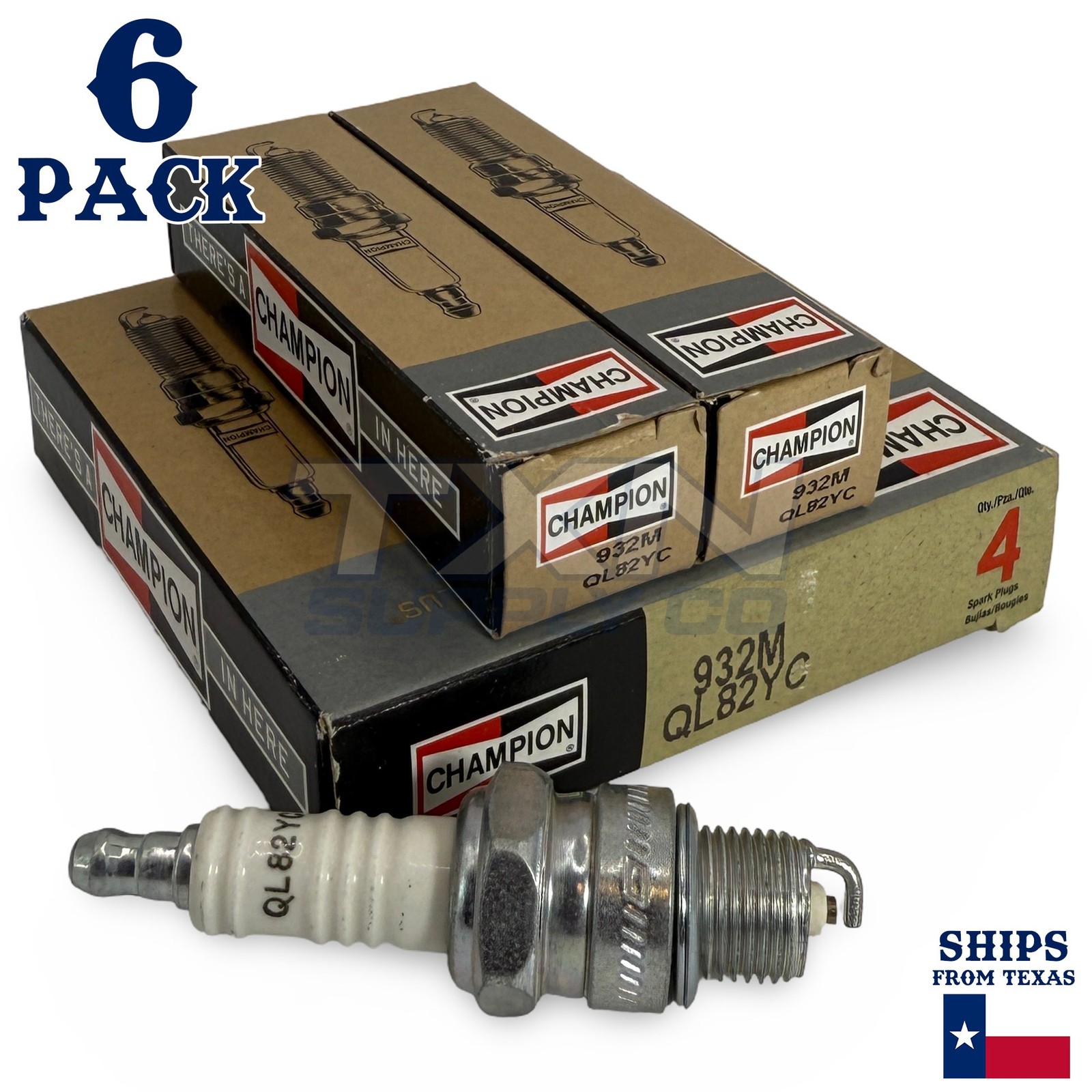 Champion 932M Copper Plus Spark Plugs QL82YC Marine - 6 Pack
