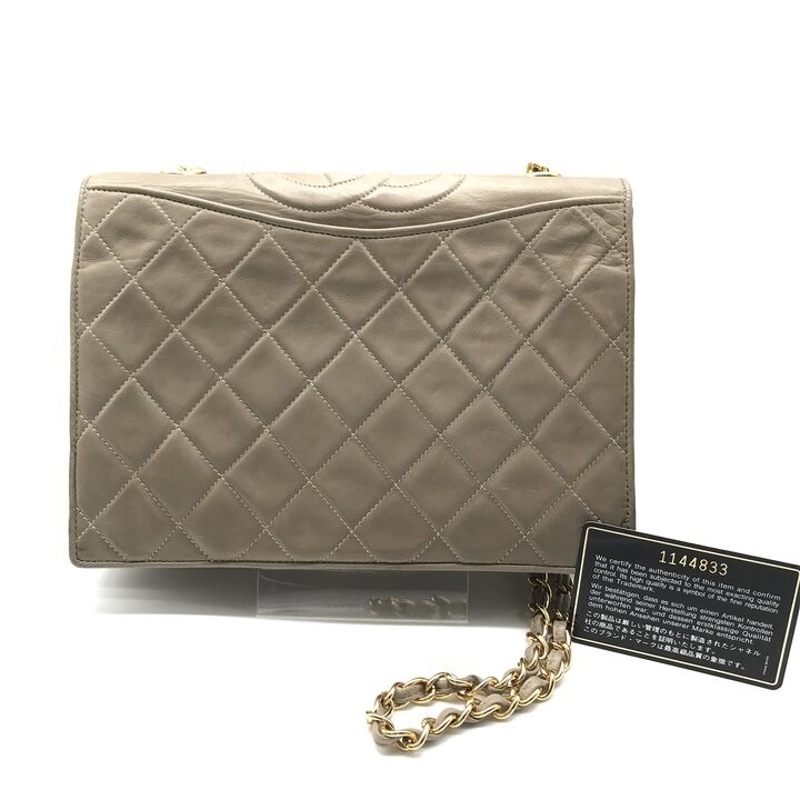 CHANEL Coco Mark Matelasse Lambskin Vintage Chain Shoulder Bag Gray Leather