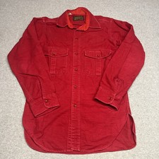 VTG Eddie Bauer USA Made Shirt Men's S Red Outdoor Long Sleeve Cotton Button Up