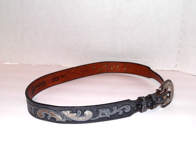 Vintage Larry Mahan Belt Size 30 Grey & Silver Genuine  display picture 3