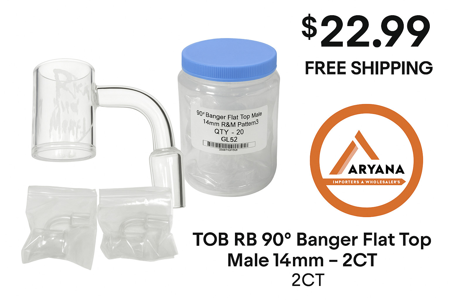 Banger TOB RB 90° Flat Top Male 14mm– 2CT | $22.99 + FREE SHIPPING