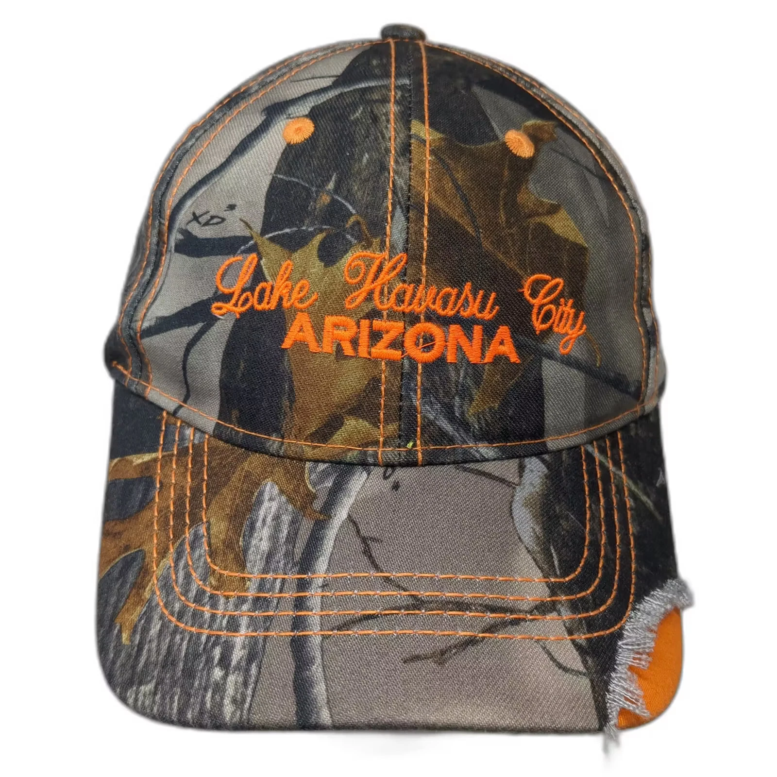 Pacific Headwear Baseball Cap Gray Orange One Size Lake Havasu Arizona Camo Hat