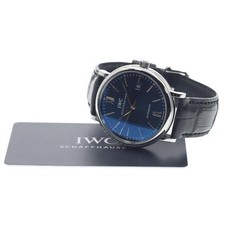 IWC SCHAFFHAUSEN PORTOFINO IW356523 40mm SS Leather Navy Dial Date #C360