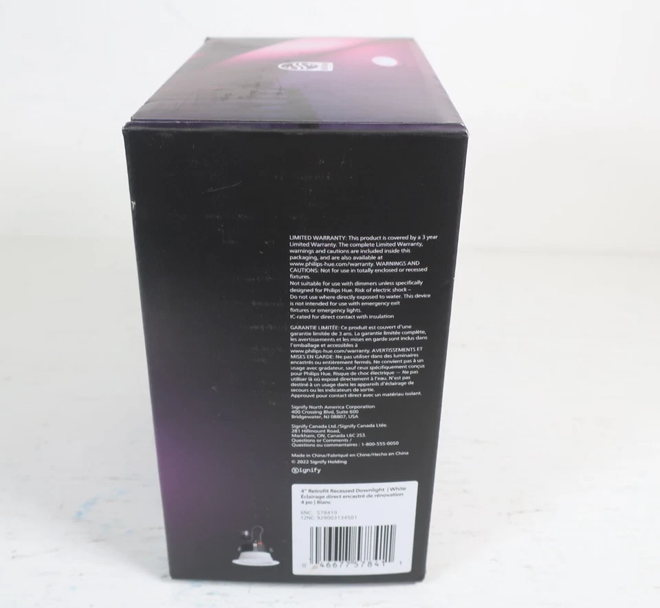 Philips Hue 4” White & Color Ambiance Retrofit Recessed Downlight LED NEW - Image 3 of 4