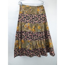 Vintage Y2K Patchwork Floral Tiered Maxi Skirt Sz S Paisley Fairy Grunge Cottage