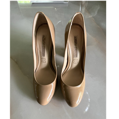 Buffalo Damen Pumps Lackleder Beige Blockabsatz Größe 38