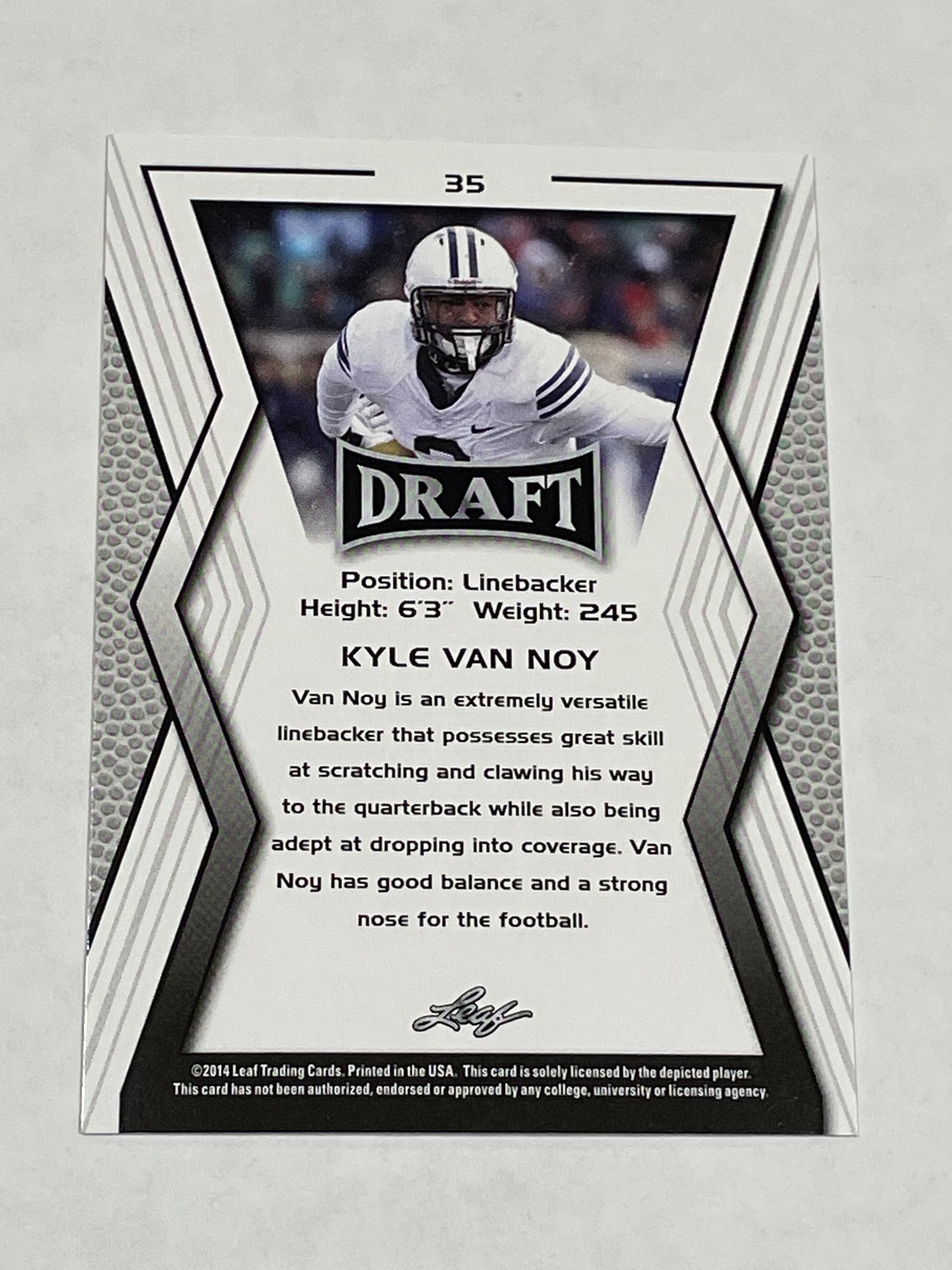 2014 Leaf Draft Football #35 - Kyle Van Noy RC - BYU Cougars thumbnail 2
