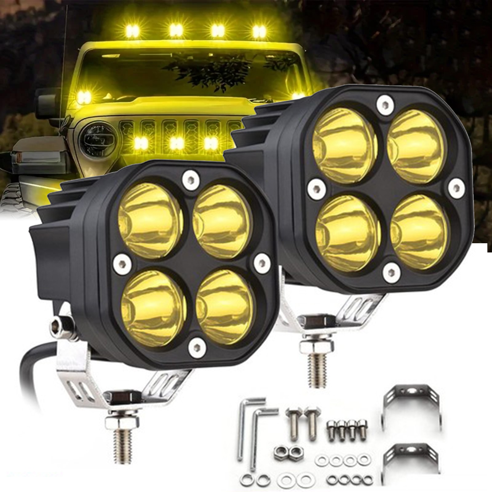 2pcs LED Work Light Flood Spot Cube Pods Bar for Truck SUV Offroad Driving Fog Lamp  