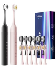 2 Pack Electric Toothbrush Set, Comes with 12 Brush Heads 2 Electric Toothb...