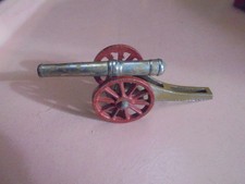Vintage Cast Iron toy cannon with nickel plated barrel
