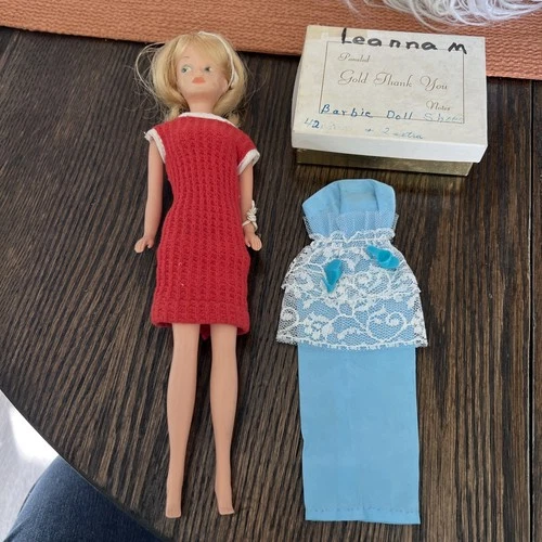 Vintage 1960s American Character Tressy Growing Hair Doll Red Waffle Knit Dress
