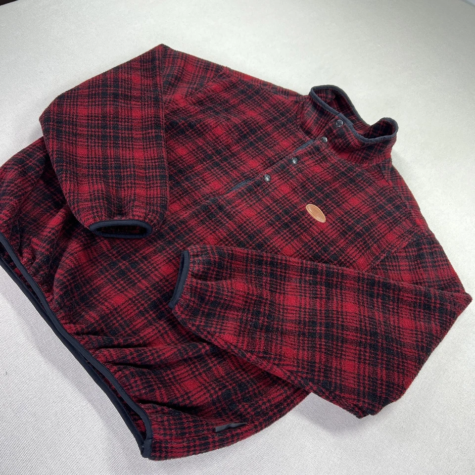 Vintage 90s Woolrich Pullover Men's L Fleece Plaid Polartec Fleece Made USA Boxy - Image 3 of 4