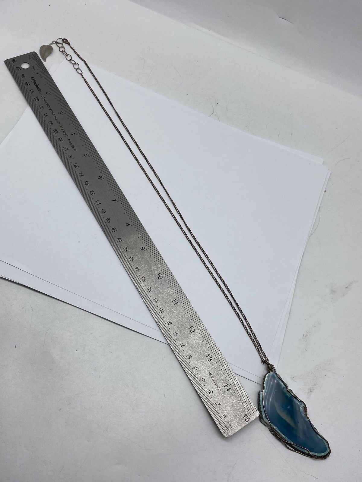 Sterling Silver Wire Wrapped Agate Slice Pendant … - image 7