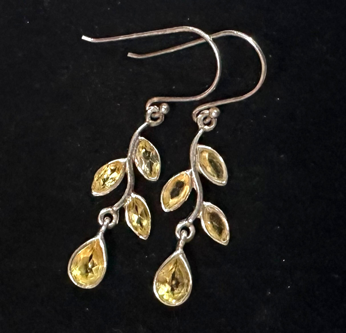 Vintage Yellow Leaf Earrings MARKED 925 Sterling Silver Jewelry Lot L