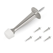 6 PCS Heavy Duty Solid Rigid Door Stop Rubber Tip Zinc Die Cast Satin Nickel