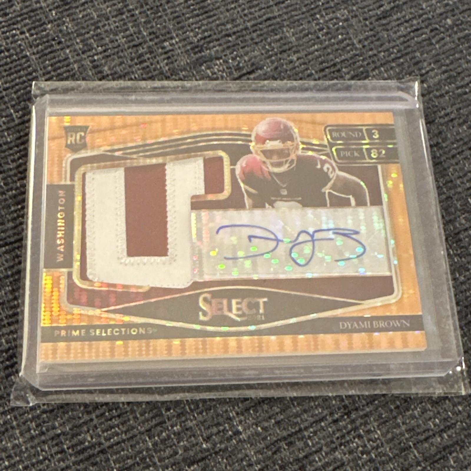 Dyami Brown Panini Select Prime Selections Signatures #PSDBR Neon Orange Pulsar