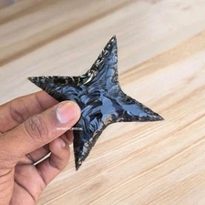 Obsidian Ninja Throwing Star 3.5”. 4 Point Carved Crystal Blade,Protection Stone