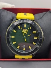 Ferrari Watch SF.16.1.34.0091 NOS Complete Set Box Papers Yellow/Black Sport 44m