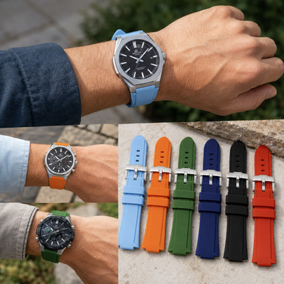 Silicone Rubber Watch Strap For Casio Edifice EFR-S108D EFS-S570 ECB-10 Men