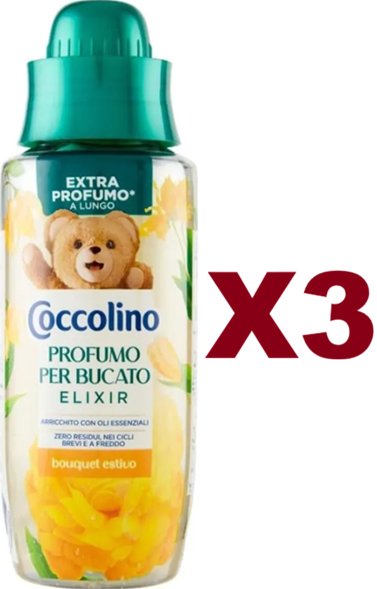 3 PZ COCCOLINO PROFUMO PER BUCATO ELIXIR FIORI DI TIARE' E FRUTTI ROSSI 342ML - Immagine 12