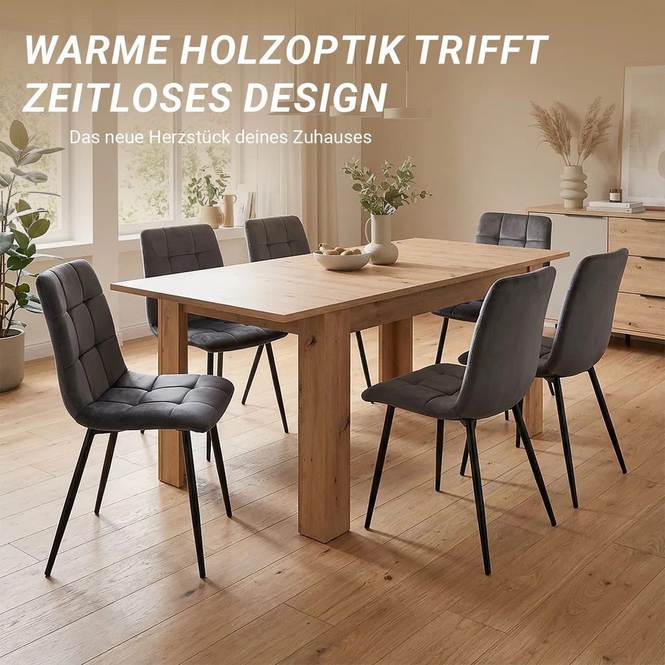 Esstisch ausziehbar 120x80 Holz Massiv Küchentisch Wohnzimmertisch Homestyle4u - Bild 4 von 4