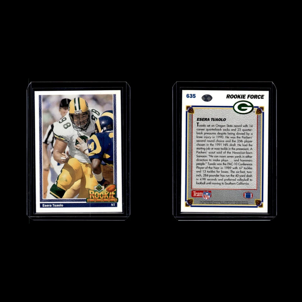 Esera Tuaolo Rookie #635 1991 Upper Deck Green Bay Packers Football Card NFL NM - Image 3 of 3