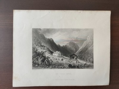 ANTIQ.ORIG.B/W ENGR.-LANDSC/ARCHITECT-THE WILLEY HOUSE-1838