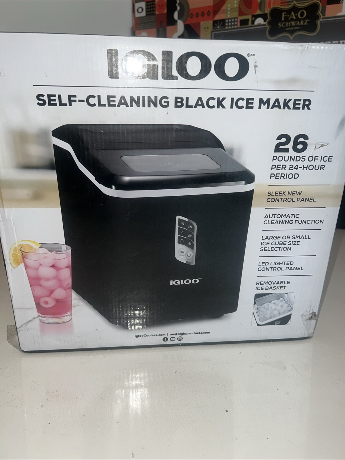 IGLOO 26-lb Self-Cleaning Black Ice Maker With Additional Features - New
