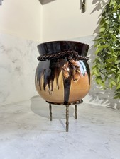 Studiokeramik Croftside Tropfglasur Seil Twist Topf braun Jardiniere Pflanzgefäß sehr guter Zustand