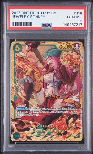2025 ONE PIECE OP12-LEGACY OF THE MASTER #118 JEWELRY BONNEY PSA 10