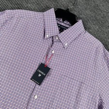 Cremieux Shirt Mens Large Purple Blue Check Short Sleeve Button Down Casual New