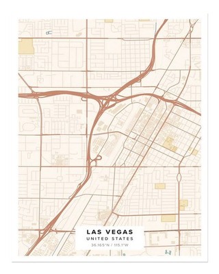 Las Vegas Stadtplan Wandkunst � Elegantes Urbanes Design Minimalistisc
