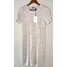 Theory Rib Knit T Shirt Dress Light Denim Melange Large NWT