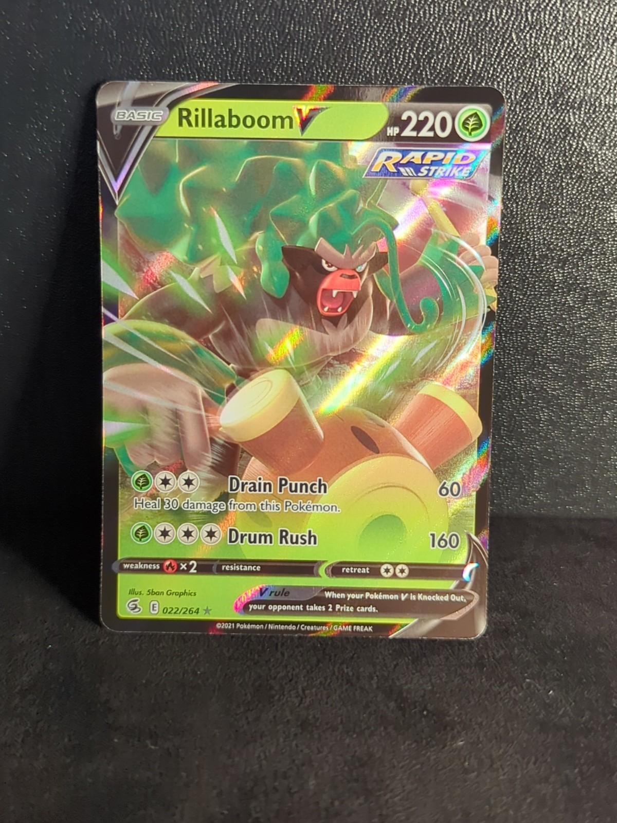 Rillaboom V 022/264 - Ultra Rare - Fusion Strike - Pokemon Card - NM