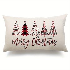 2 Pcs Minimalist Christmas Tree Polyester Plush Pillow Covers Cushion Case Decor