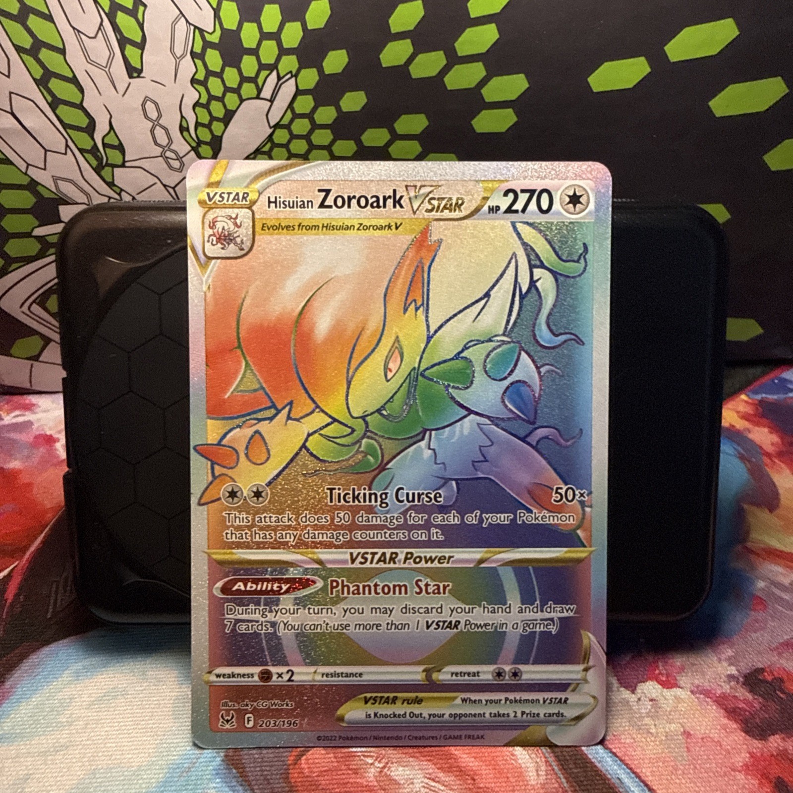 Hisuian Zoroark Vstar 203 Pokémon Lost Origin 203/196 FULLART RAINBOW