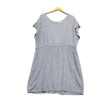 Old Navy Womens Coastal Nautical Striped Linen Dress XXL Blue Beach Drawstring