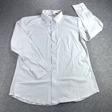 Men s White Dress Shirt Button Cuff Formal Wedding Business Stretch XL Tuxedo