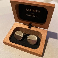 JOHN STEPHEN Silver Round Twon-tone Cufflinks Vintage Metal Jewelry