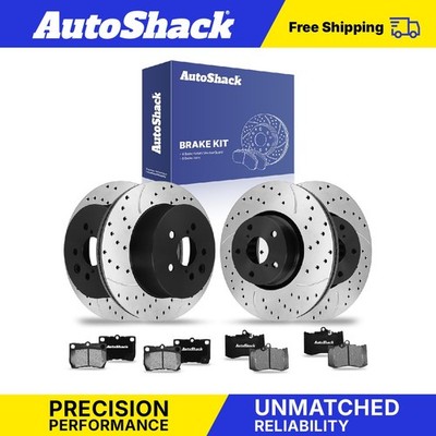 Front Rear Drilled Slotted Brake Rotors Ceramic Pads for Lexus IS350 GS350