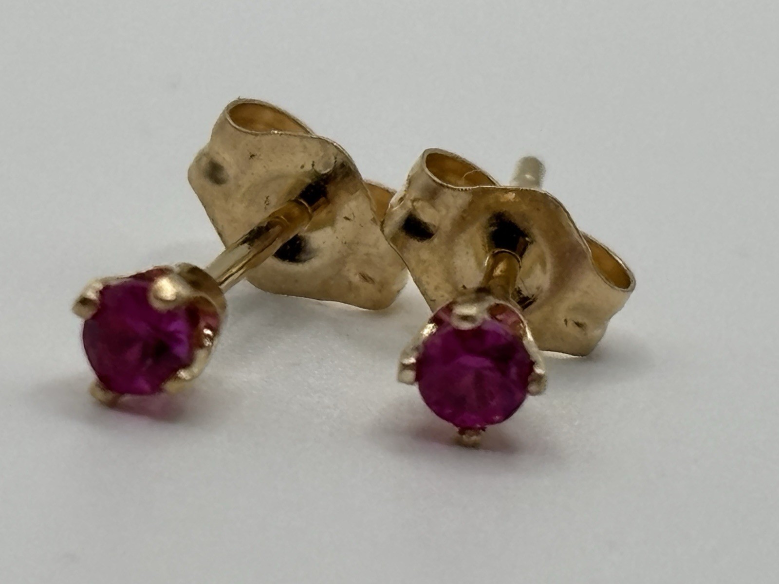 14k Gold Lab Created Ruby Post Pierced Earrings E… - image 1