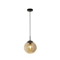 Pendelleuchte HäNgelampe Rund Ø 25 Cm Schwarz Champagner E27 Glas Metall